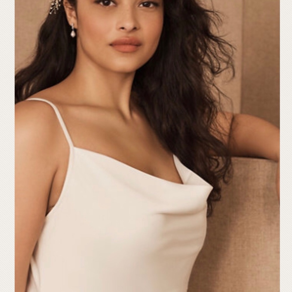 New BHLDN x Anthropologie Cali Satin 2 & 4 Off White Ivory Bridal Midi Slip - Picture 2 of 7